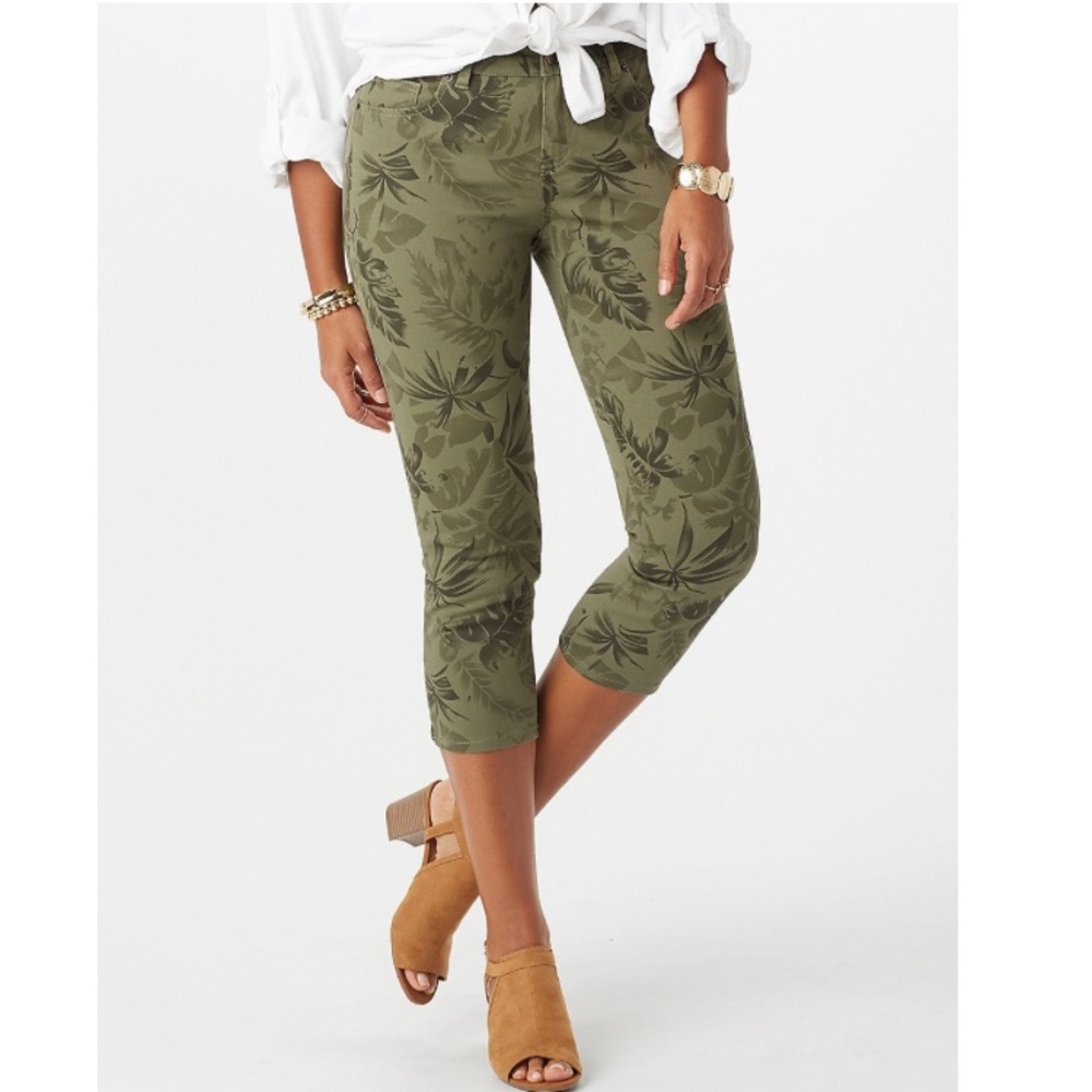 Palm Print Capri Jeans